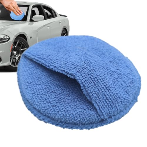 Foam Wax Applicator Pad – 5-Inch Polishing Sponge with Pocket Grip | Fine Fiber Detailing Pad for Leather, Metal, Car Interior, Exterior, Motorcycle, RV, Garage, and Wheel Cleaning Use - color: blue