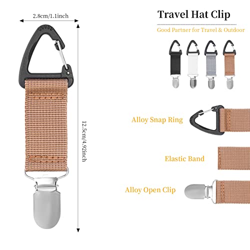 4Pcs Elastic Hat Clip for Travel, Hat Holder Hands Free Bag Accessory for Traveling Bags, Backpacks, Purses, Totes Black - color: Black
