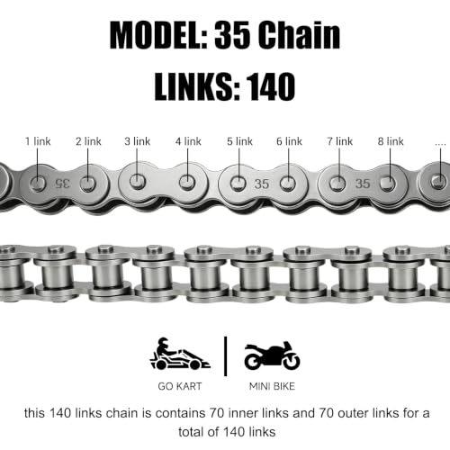 35 Chain 140 Links Chain Breaker Compatible with Coleman Mini Bike CT100U CC100X Baja DB30 Motovox MBX10 MBX11 Predator 79cc 97cc 100cc Mega Moto MM-B80 105cc Engine Parts - color: Black