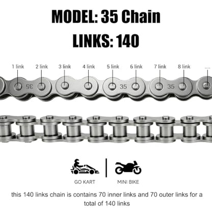 35 Chain 140 Links Chain Breaker Compatible with Coleman Mini Bike CT100U CC100X Baja DB30 Motovox MBX10 MBX11 Predator 79cc 97cc 100cc Mega Moto MM-B80 105cc Engine Parts - color: Black
