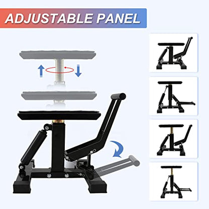 POLARBEAR Dirt Bike Stand Adjustable Jack Stand 1200Lbs Capacity Engine Stand Vertical Rise Easy Operated for ATV Dirt Bike Maintenance Lightweight(Black) - color: Black
