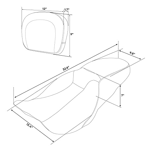 C.C. RIDER Passenger Seat Backrest Pad - Driver Passenger Sissy Bar fit for Harley Davidson Touring Road King Street Glide Electra Glide Road Glide 2009-2023 - color: Seat + Passenger Backrest Pad Black Blue