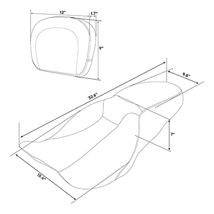 C.C. RIDER Passenger Seat Backrest Pad - Driver Passenger Sissy Bar fit for Harley Davidson Touring Road King Street Glide Electra Glide Road Glide 2009-2023 - color: Seat + Passenger Backrest Pad Black Blue