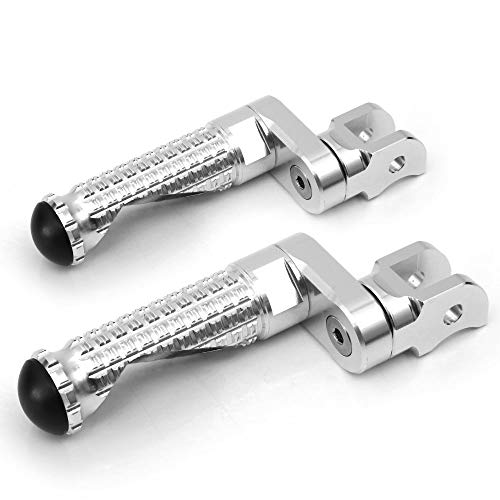 MC MOTOPARTS MPRO Silver 25mm Extended Front CNC Footpegs Compatible with YZF R1 00-21 YZF R6 03-19 YZF R1M 15-21 R1S - color: Silver, size: 25mm Extension