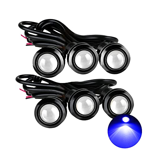 Eagle Eye LED Lights, DIY Ultra Thin 18mm Indicator Marker Light Daytime Running Lights DRL Tail Lights Fog Light Backup Light for Car Motor Motorcycle Truck Boat (BK Shell-Blue,6PCS) - color: BK Shell-Blue, size: 6PCS
