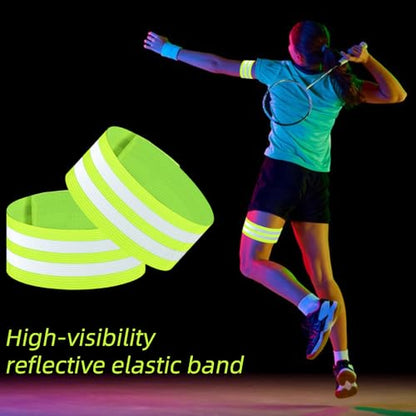 4 Pack Reflective Bands, Adjustable Reflective Running Gear Safety Reflector Tape Straps, Elastic High Visibility Arm Wrist Ankle Leg Straps for Night Running, Cycling,Walking (Green)