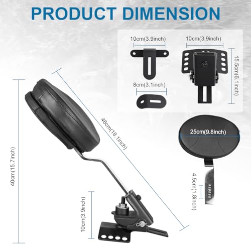 Adjustable Plug-in Driver Backrest With Back Rest Pad Compatible with for 1997-2024 Harley Touring Models Street Glide Road King Road Glide Electra Glide Detachable Rider Backrest - size: B Style