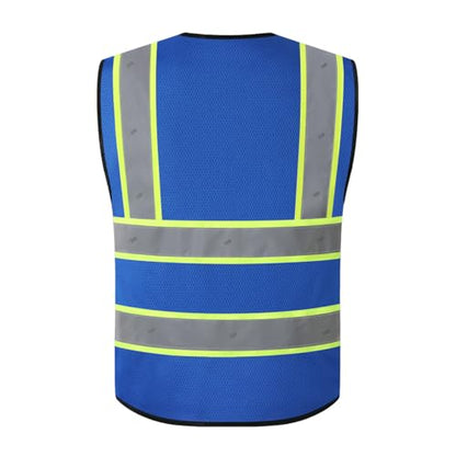 Safety Vest for Men Women Reflective Construction Vest - color: Blue, size: X-Large