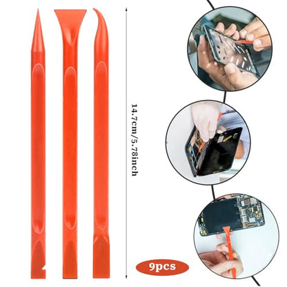 9 Pieces Plastic Scraper, No-Scratch Paint Scraper Tool Portable Car Crevice Cleaning Tool Multi-use Kitchen Scraper Small Sticker Remover for Tight Spaces, Crevices, Food, Labels, Oil Stains, Dirt - color: Red