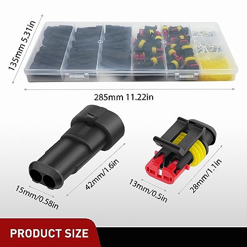 Nilight 200PCS 2 Pin Electrical Connector ‎Plug Male Female Terminal Wire Waterproof Connectors 2 Way Automotive Connect Set for Car Truck Motorcycle Marine Boat 20 Sets - size: 2Pin Connector 200Pcs
