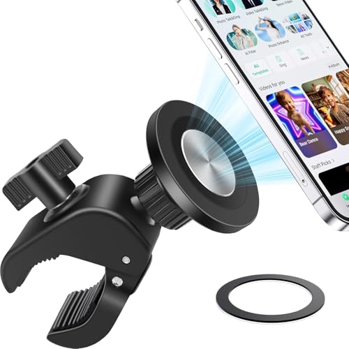 EEEKit Exercise Bike Phone Holder, Magnetic Handlebar Phone Mount for iPhone Magsafe and All Smartphones, for Stationary Treadmill Gym Fitness Equipment
