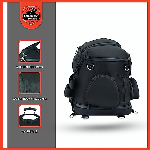 Daniel Smart Motorcycle Sissy Bar Bag with Multiple Pockets - Includes Rain Cover for All-Weather Protection.