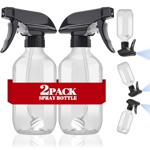 AMORIX Plastic Spray Bottles 2 Pack 360° Water Spray Bottle for Cleaning 10 oz/300 ml Upside Down Spray Bottle Small Mister Squirt Bottle with Adjustable Nozzle for Hair, Cooking, Plant, Pet - color: Clear, size: 10oz