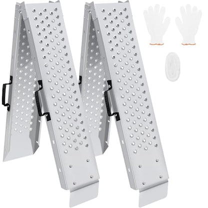 Heavy Duty Folding Loading Ramp 77.7 inches Long and 8.6 inches Wide, 1500lb Capacity, Motorcycle; Lawn Mower; Snow Plough; Bikes; ATV; UTV; Golf Carts,Circular Hole, Pack of 2