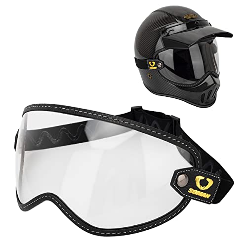 Retro Motorcycle Helmet Shield Bubble Visor, PC Goggles Lens Replacement For Off-Road Cruiser Motorcycle Helmet Bell Moto-3 - color: [L] Clear