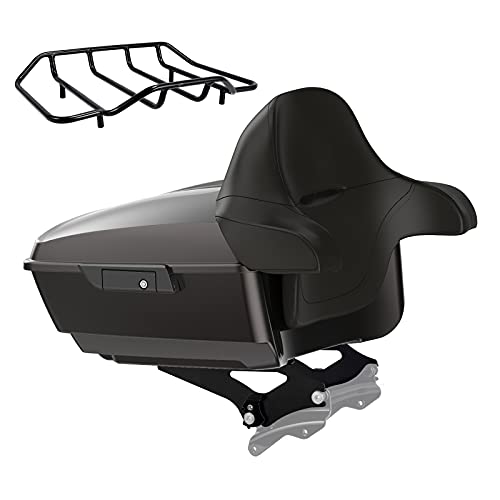 US Stock Advanblack King Tour Trunk Pack, Black Mount Bracket & Top Luggage Rack Fit for 2009-Later Harley Touring, Road Glide, Street Glide Special, Road King, Electra Glide (Black Jack Metallic) - color: Black Jack Metallic