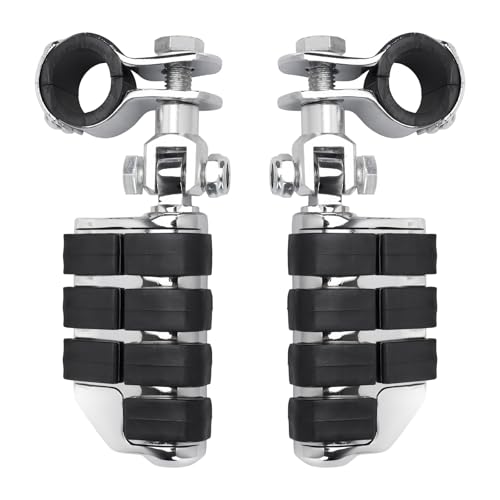 Highway Pegs Motorcycle Foot Rests w/Mount Clamp Kit For 1" 1.25" Engine Guards Compatible with Harley Touring Softail Dyna Sportster Road King Fat Bob Road Glide Street Glide Chrome