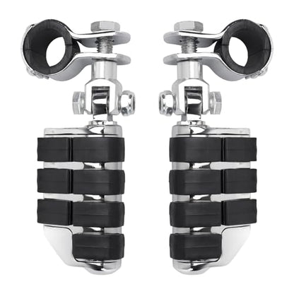 Highway Pegs Motorcycle Foot Rests w/Mount Clamp Kit For 1" 1.25" Engine Guards Compatible with Harley Touring Softail Dyna Sportster Road King Fat Bob Road Glide Street Glide Chrome