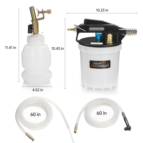 FOUR UNCLES Brake Bleeder Vacuum Pump Kit - Pneumatic Brake Fluid Extractor with 1L Refilling Bottle for Brake Fluid Bleeding, One-Person Operation - size: 2L