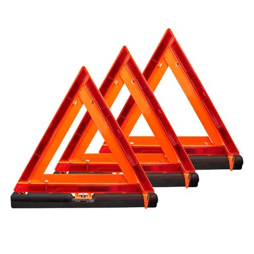United Pacific 99251 Emergency Warning Triangle Kit (Set of 3 Triangles) w/Case, No Skid Rubber Feet, DOT FMVSS 125 – ONE Kit (Set of 3 Triangles w/Case)