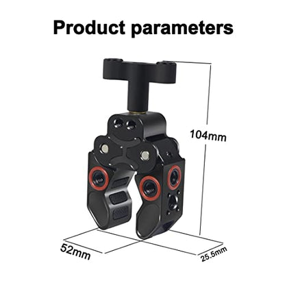 Super Clamp, Camera Clamp Mount with Locating Pin for ARRI Standard, 1/4"-20 & 3/8"-16 Thread Versatile Strong C Clamp Accessories Compatible with Gopro/Monitor/LED Lights/Flash/Microphone