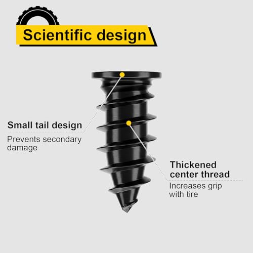 97PCS Tire Repair Rubber Nail Kit, 2 Sizes Spiral Screw-in Tire Plugs, Tire Screw Plugs with Screwdriver, Pliers, Gloves, Fast Self-Service Tool for Car, Truck,Motorcycle,Tractor Tire Puncture Repair - size: 97PCS
