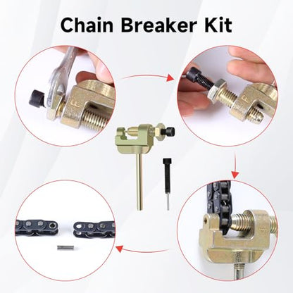 25H Chain 132 Link with Chain Tensioner Breaker Kit Compatible with Razor MX650 MX500 RSF650 SX500 Mcgrath Electric Dirt Bike MY1020 Motor Mini Pit Bike Rocket Scooter Motocross Moped Parts Red - color: Red
