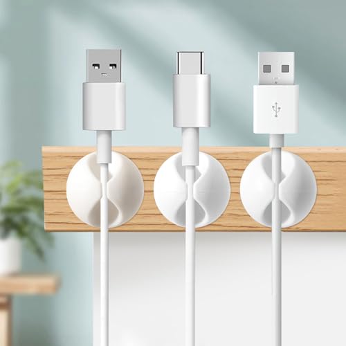 12 PCS Cable Organizer Set Wire Possessioner Cord Management Clips for Tangle-Free Storage and Desk Cable Organization White - color: White12