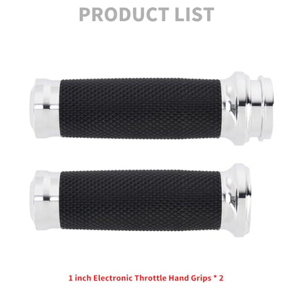 1" Electronic Throttle Defiance Handlebar Grips 25mm Hand Grips Fit for Harley Touring Street Glide Road King Road Glide Electra Glide - color: #2 Chrome