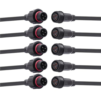 3 Wire Waterproof LED Connector, 16AWG Male Female Plug with IP65 Waterproof Wire Connectors, 20CM Extension Cable for Car LED Strip Lights - size: 16AWG 3Pin waterproof connector