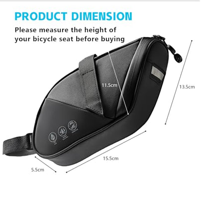 Bike Saddle Bag - Waterproof Bike Bag Under Seat, Durable 900D Cycling Pouch with Reflective Area & Tail Light Loop, Fits Road, Mountain