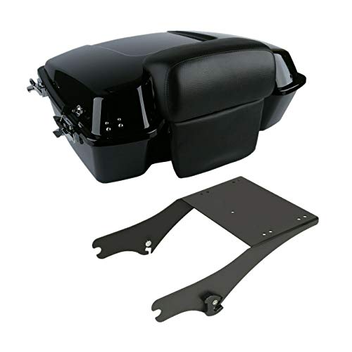 TCMT Chopped Motorcycle Trunk Black Latch Backrest Mount Rack Fit For Harley Touring 1997-2008 Road King Road Glide Street Glide Electra Glide FLHT FLHX FLTR Pack - color: Black Latches/ Mounting Rack, size: Style C