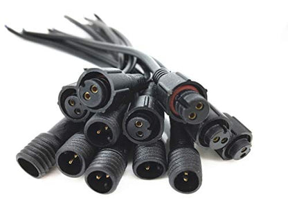 6 Pairs Pack Black Pigtail Plastics Waterproof 2 cores Waterproof Connection Cable with Plug and Socket Connector Adapter 2 pins 2 pin Plug LED Light Bars led connctor Waterproof Connector