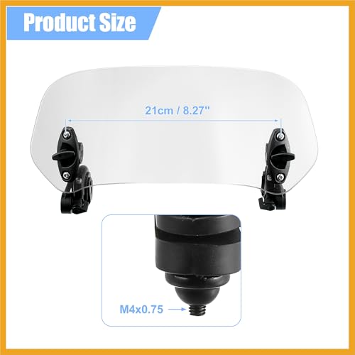 28.5cm Motorcycle Windshield Motorcycle Wind Deflector Clear Lens Adjustable Clip Windshield Extension Universal Fit for Most Motorcycle Scooter Replacement