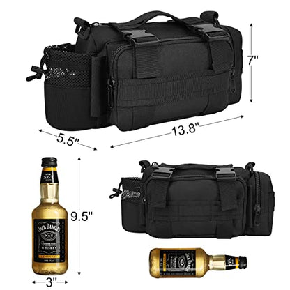 BraveHawk OUTDOORS Bike Handlebar Bag, 900D Nylon Oxford Multi-Purpose Tactical Waist Bag Heavy-Duty Water Resistant MOLLE Outdoor Bicycle Pack for Cycling Hiking (Large) - size: Large