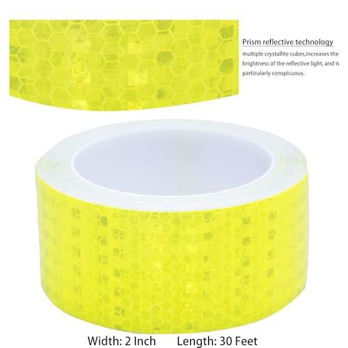 Yellow Fluorescent Reflective Tape,2 Inch×32 Feet Reflector Strips,High Visibility Outdoor Waterproof Self-Adhesive Reflective Tape for Bikes Cars Ships Motorcycles… - color: Fluorescent Yellow, size: 2 Inch×32 Feet