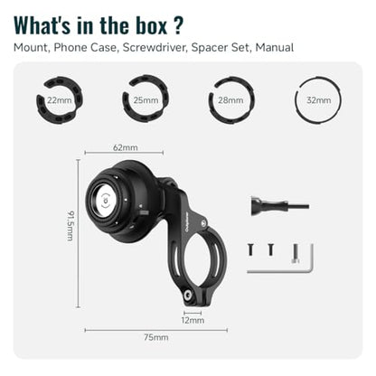 Quick Launch Magnetic Motorcycle Phone Mount, Anti-Vibration Handlebar Bracket with Secure Lock for Bike Scooter Moto MTB, 360° Blind Installation for Phones (QB01-Bike-Pro) - style: QB01