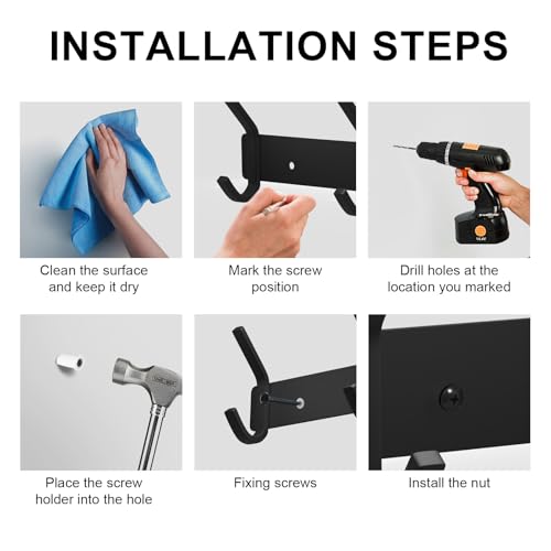 VAEHOLD 2PACK Coat Hooks Wall Hook for Hanging Clothes Robes Towels Hats Heavy Duty Coat Hanger Coat Rack Wall Mount with 3 Hooks - Black - color: Black, size: “C“ Shape 3 Hooks 2 Pack