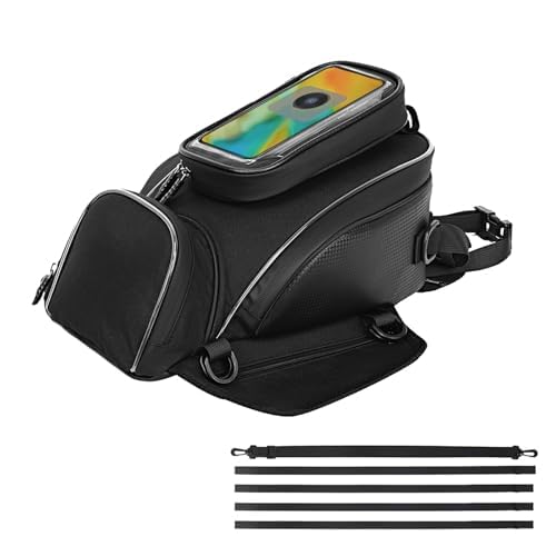 Motorcycle Tank Bag for Triumph Scrambler 900 Street Bike, Magnetic & Strap Mount Tank Bag for Motorcycles, Motorcycle Touring Navigation Luggage Bag Tank Bags,A Strap - color: A Strap