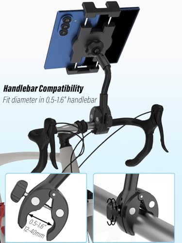 Z Fold Bike Mount - [Foldable Phone Friendly] Spin Bike Tablet Holder Handlebar Clamp for Treadmill, Stationary Bicycle, Stroller for Samasung Galaxy Fold 7 6 5 4 3 2, Tabs, Google Pixel, iPad, iPhone