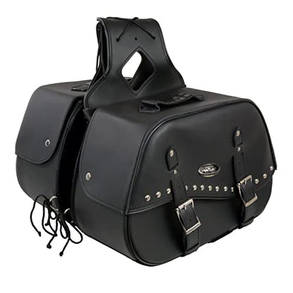 Milwaukee Leather Studded Throw-Over Motorcycle Saddlebags – Synthetic Leather – Universal Fit – Zip-Off - Large - color: SH655ZB-BLACK, size: Large