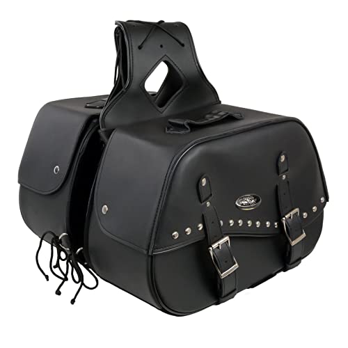Milwaukee Leather Studded Throw-Over Motorcycle Saddlebags – Synthetic Leather – Universal Fit – Zip-Off - Large - color: SH655ZB-BLACK, size: Large