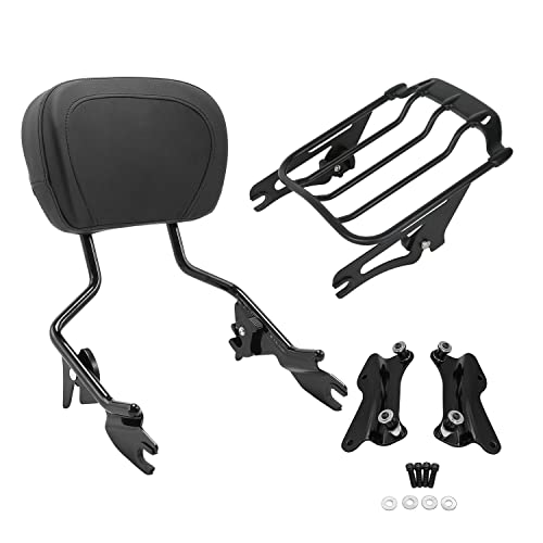 TCT-MOTORPARTS Black Detachable Upright Sissy Bar Passenger Backrest W/Pad Luggage Rack Docking Kits Fit For Harley Street Glide Road King 14-25 - color: Black #4(2014-2025)