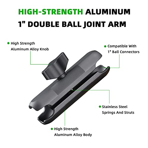 FANAUE Double Socket Arm Compatible with RAM Mount B Size Ball Head and Bike Motorcycle Phone Holder, Fits Industry All Standard 1" Ball Adapters (DA-90)