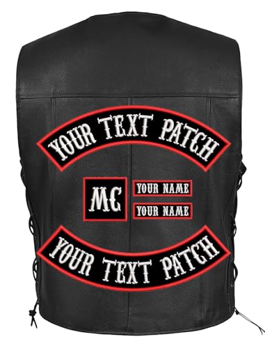 5Pcs Custom Biker Embroider Patches Personalized Rocker Patch Rider Motorcycle Patches Back Name Patch for Vest Jacket Multiple Sizes and Colors (Black) - color: Black