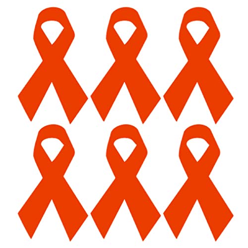 CUSHYSTORE Aids & HIV Awareness Heart Ribbon Multiple Myeloma Cancer Support Reflective Decals Sticker for Car Helmet Mug Tumbler 3x5 cm, 6 Pack (Red) - color: Red