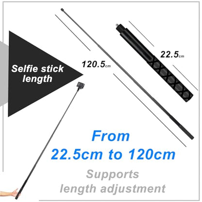 Motorcycle Bike Handlebar Mount Selfie Stick for Gopro, Motorcycle kit Clamp Mount Accessories Compatible with Insta 360 ACE Pro X5 X4 X3 X2 X RS R GO 3 2, Gopro Hero 13 and DJI OSMO Action 5 Camera