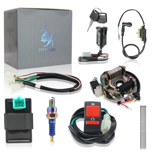 Rebuild Kick Start Dirt Pit Bike Wire Harness Wiring Loom Kit with Ignition Coil CDI 2 Coil Stator Blue A7TC Spark Plug for 50cc 70cc 90cc110cc 125cc 140cc Lifan Loncin Zongshen YX - color: Blue
