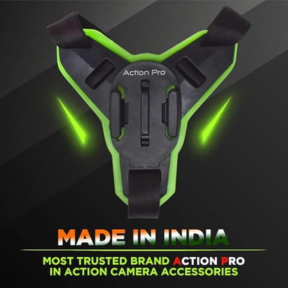 Action Pro™ Motorcycle Helmet Chin Strap Mount Compatible with GoPro Hero 12, 11, 10, 9, 8, 7, (2018), 6, Hero Black, Insta 360, Session, Xiaomi Yi, SJCAM (Green) - color: Green 2.0