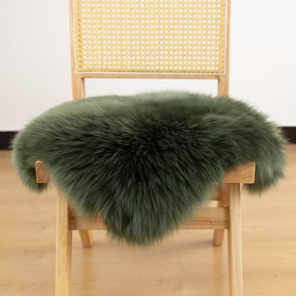 LLB Sheepskin Chair Covers - Office & Dining Room Chair Pads - 18x18 Inch, Dark Green - color: Dark Green, size: 18x18 Inch (Pack of 1)
